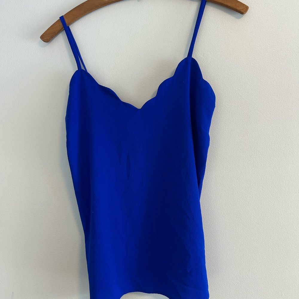 Monteau medium blue Scallop Edge spaghetti strap Cami tank Top blouse